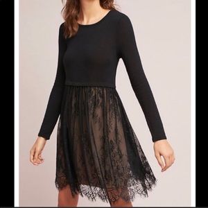 Anthropologie Bailey 44 Fit Flare Lace Black Dress